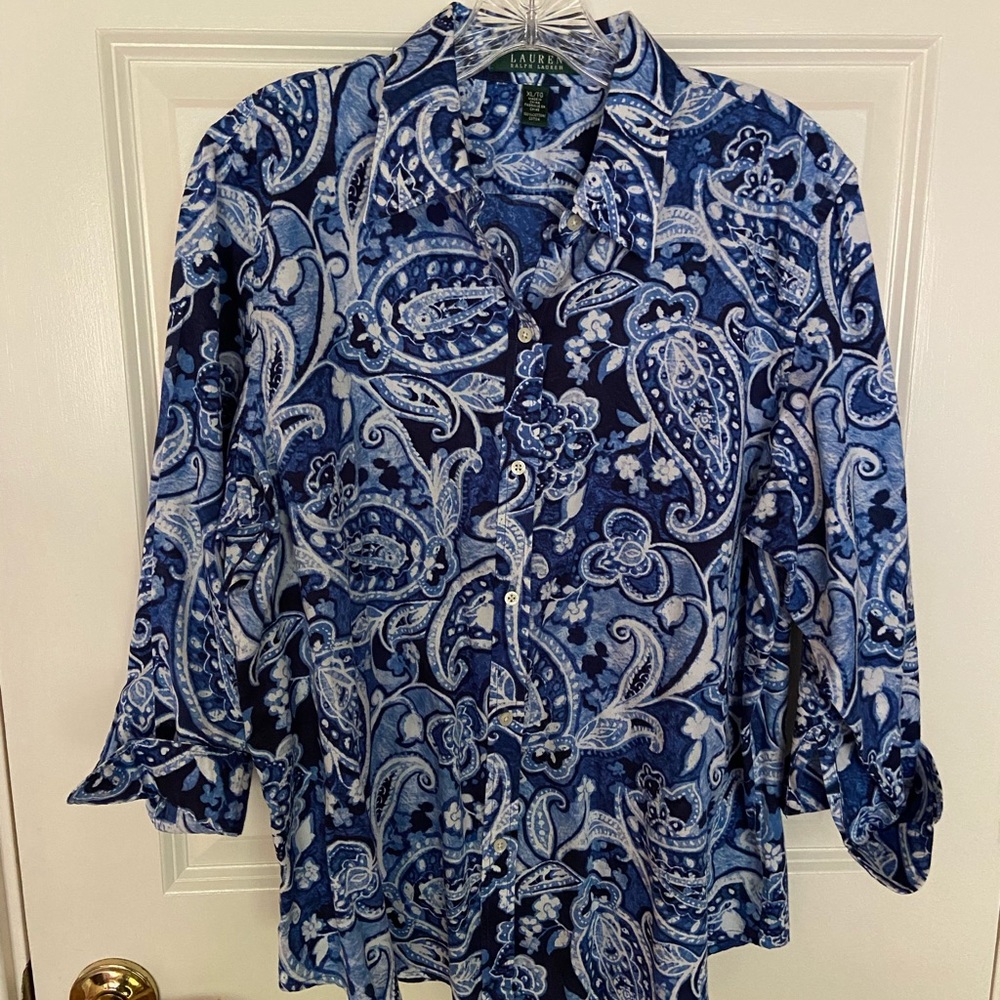 Ralph Lauren Blue Paisley Button Down